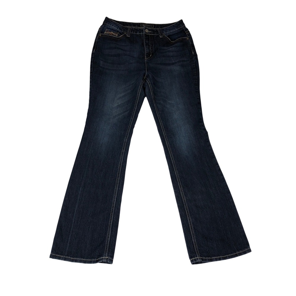 Cato Premium Classic Bootcut Jeans Blue Embroidered Pockets Womens 12 Inseam 30"